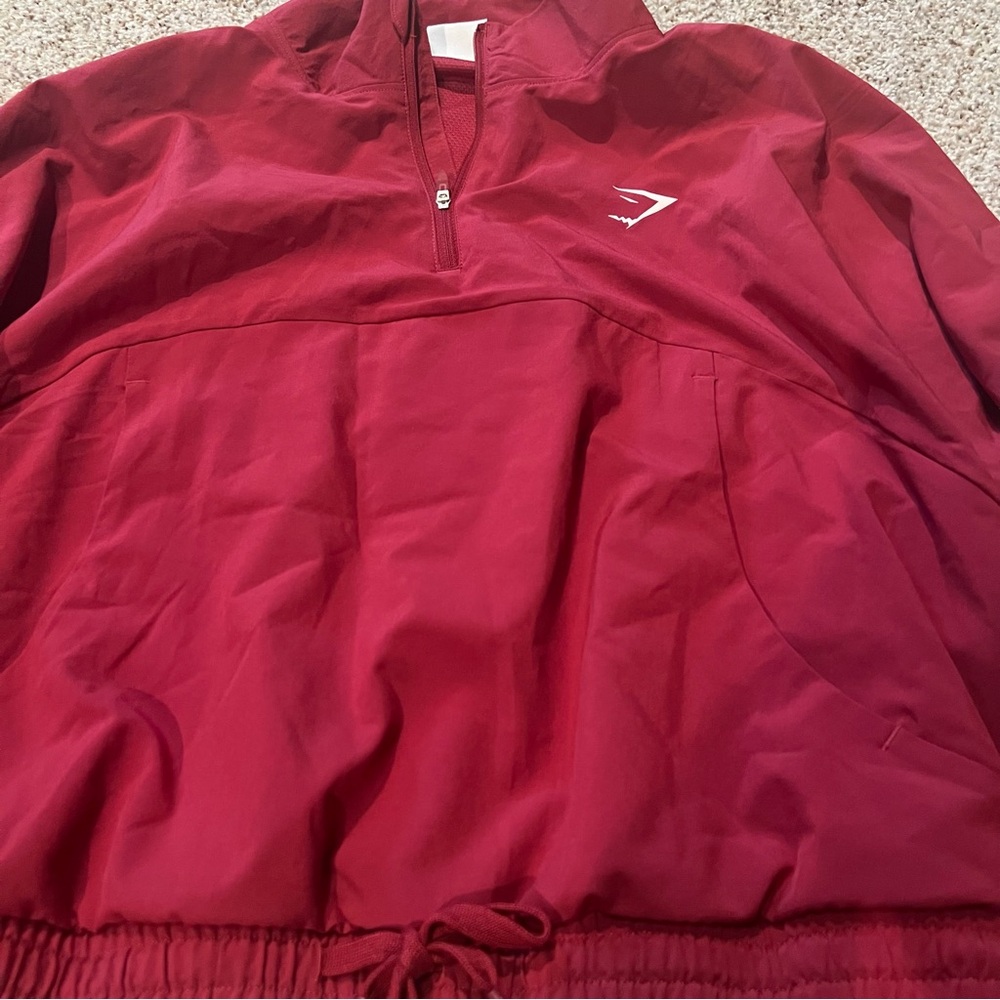 Gymshark Sport Windbreaker Red Crop Relaxed Hoodie - Picture 4 of 7